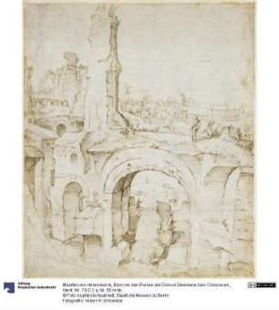 Blick von den Ruinen der Domus Severiana zum Colosseum
