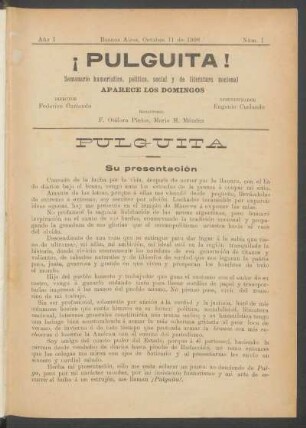 1908,1,1: año 1, núm. 1 (octubre 11 de 1908)