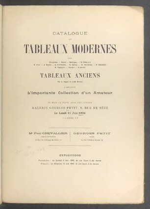 Tableaux modernes par Chaigncau [u.a.] : tableaux anciens ... : 11. Juin.
