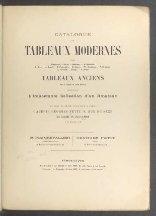 Tableaux modernes par Chaigncau [u.a.] : tableaux anciens ... : 11. Juin.