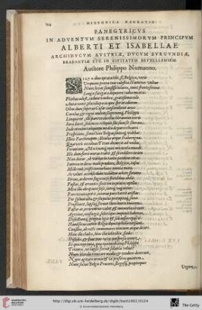 Panegyricus in adventum Serenissimorum Principum Alberti et Isabellae […]