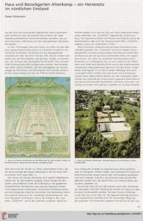 Haus und Barockgarten Altenkamp - ein Herrensitz im nördlichen Emsland