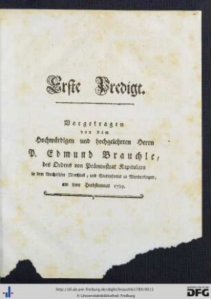 Erste Predigt.