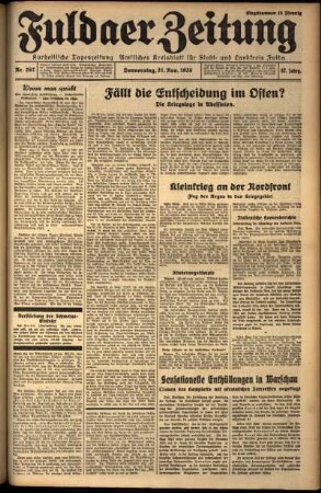 Erste Ausgabe vom Donnerstag, den 21. November 1935.