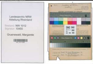 Entnazifizierung Margarete Gruenewald , geb. 04.10.1902 (Lehrerin)