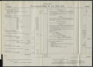Zweiganstalt. Rechnungsabschluß für das Jahr 1915.