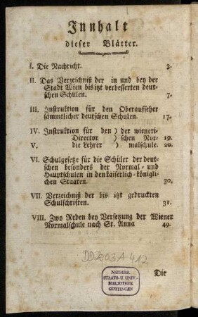 Innhalt dieser Blätter.