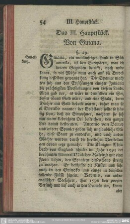Das III. Hauptstück. Von Guiana