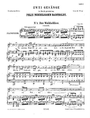Felix Mendelssohn-Bartholdys Werke, 19,152. Nr. 152, Zwei Gesänge. - 7 S. - Pl.-Nr. M.B.152