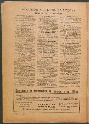 Asociación argentina de actores : Médicos de la entidad