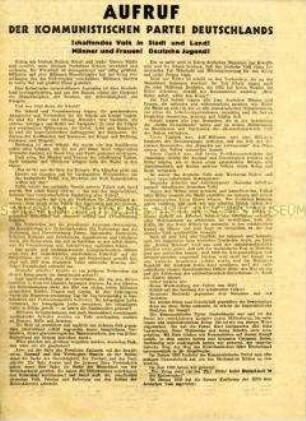 Aufruf des ZK der KPD zur Neugründung nach dem 2. Weltkrieg