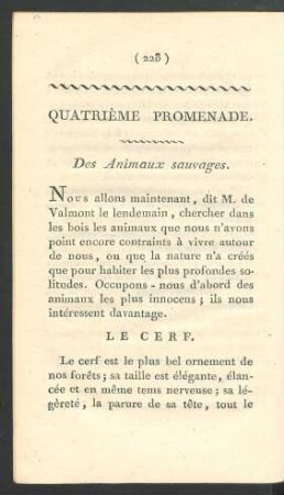 Quatrième promenade: Des Animaux sauvages.