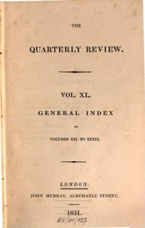 The quarterly review. 40. 1831