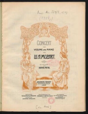 Concert für Violine und Piano : [Köchel-Verz. No. 218]