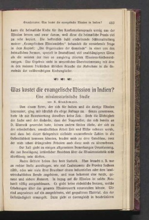 Was kostet die evangelische Mission in Indien ? Eine missionsstatistische Studie