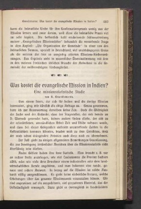 Was kostet die evangelische Mission in Indien ? Eine missionsstatistische Studie