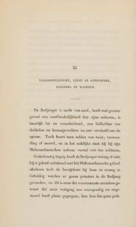XI. Volksinstellingen, zeden en gewoonten, kleeding en wapenen