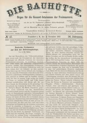 No. 47. Frankfurt a. M., den 22. November 1913. 56. Jahrgang.