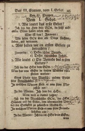 Das III. Examen. Vom I. Gebot
