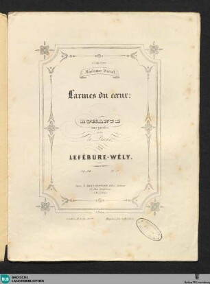 Larmes du coeur : romance sans paroles pour le piano; op. 84