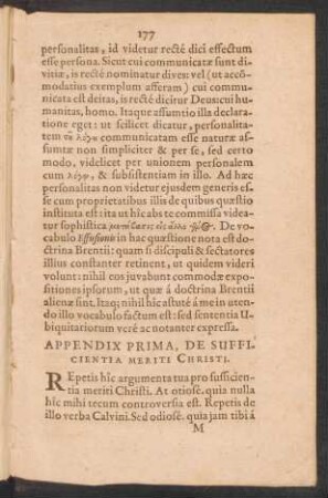 Appendix Prima, De Sufficientia Meriti Christi.