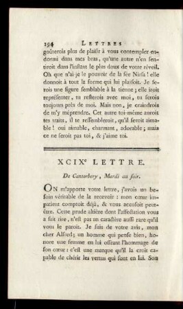 XCIXe Lettre. De Cantorbery, Mardi au soir.