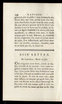 XCIXe Lettre. De Cantorbery, Mardi au soir.