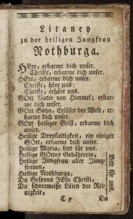 Litaney zu der heiligen Jungfrau Nothburga.