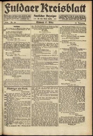 Ausgabe vom Mittwoch, den 17. März 1920.