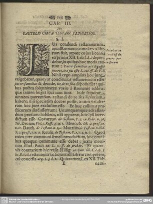 Cap. III. De Cautelis Circa Testari Prohibitos