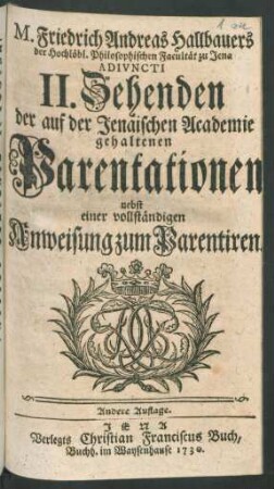 II: nebst einer Vollständigen Anweisung zum Parentiren