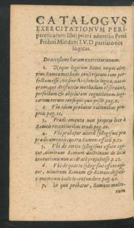 Catalogus Exercitationum