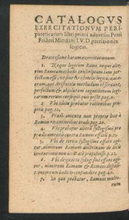 Catalogus Exercitationum