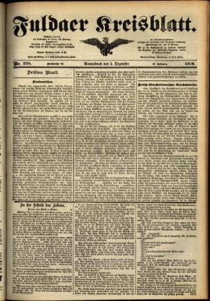 Dritte Ausgabe vom Samstag, den 04. Dezember 1909.