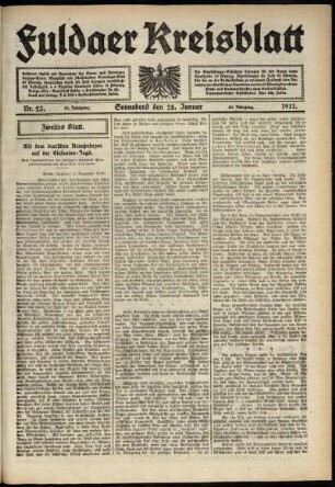 Zweite Ausgabe vom Samstag, den 28. Januar 1911.