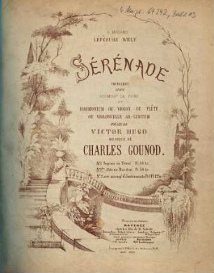 Sérénade : (Berceuse) ; avec accompagt. de piano et harmonium ou violon, ou flûte ou violoncelle ad-libitum