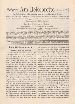 Nr. 12. Dezember 1911.