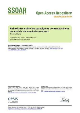 Reflexiones sobre los paradigmas contemporáneos de análisis del movimiento obrero