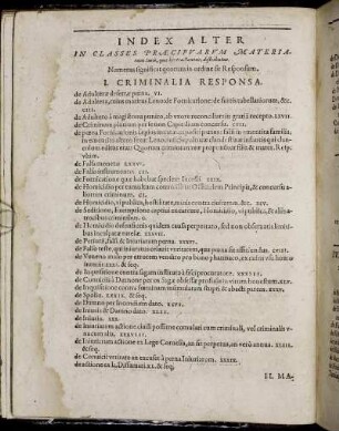 Index Alter In Classes Præcipuarum Materiarum [...]