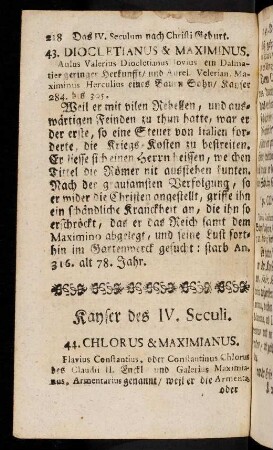 218-223, Kayser des IV. Seculi