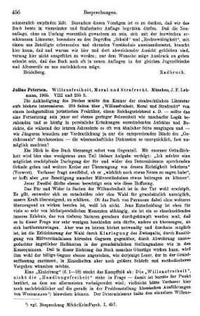 456-460, Julius Petersen, Willensfreiheit, Moral und Strafrecht, 1905