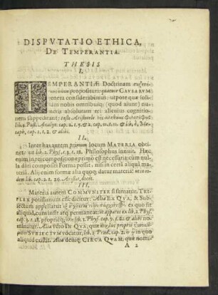 Disputatio Ethica, De Temperantia.