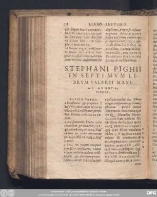 Stephani Pighii In Septimum Librum Valerii Maximi Annotationes.