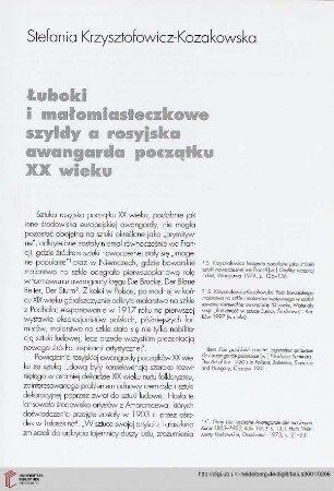 Łuboki i małomiasteczkowe szyldy a rosyjska awangarda początku XX wieku