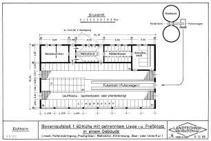 Bodenlaufstall f. 6 Kühe mit getrenntem Liege- u. Freßplatz in einem Gebäude