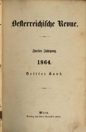 Österreichische Revue. 1864,3/4, 1864,3/4 = Jg. 2