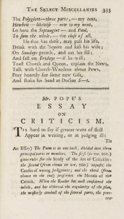 Mr. Pope's Essay On Criticism
