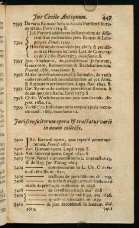 447-472, Jurisconsultorum opera & tractatus varii in unum collecti - Selectae Juris Civilis Antiqui Leges & Materiae