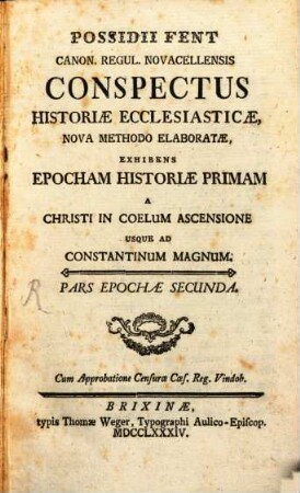 Conspectus historiae ecclesiasticae. 2. Brixina, 1784