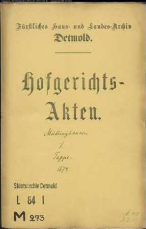 Müllinghausen, Gottschalk, Amtmann zu Blomberg gegen Arnd Tappe zu Schwalenberg - Schuldforderung